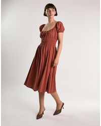 Glamorous - Shirring Waist Midi Dress - Lyst