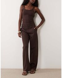 Mango - Jersey Broek Met Rechte Pijpen - Lyst