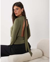 ASOS - Blouson Cinched Open Tie Back Blouse - Lyst
