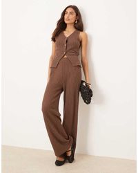 ASOS - Pantalones Marrón Semitransparentes De Pernera Ancha De Punto De (Parte De Un Conjunto) - Lyst