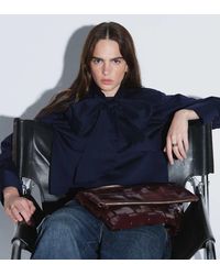 ASOS - Pussybow Blouse With Shoulder Pads - Lyst