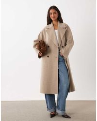 Mango - Wool Mix Double Breasted Midi Coat - Lyst