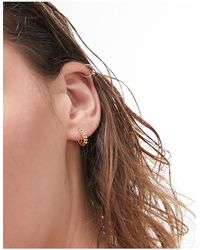 TOPSHOP Premium Chain Link huggie Hoop Earrings - Black