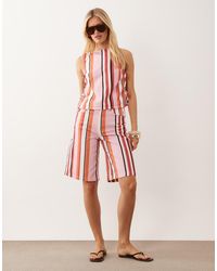ASOS - Pantalones Cortos Vaqueros A Rayas Estilo Bermudas (Parte De Un Conjunto) - Lyst