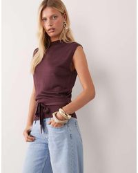 Mango - Sleeveless Tie Waist Knitted Top - Lyst