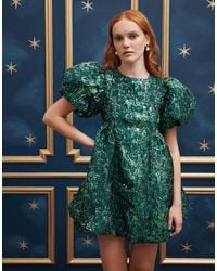 Sister Jane - Puff Sleeve Mini Jacquard Dress - Lyst