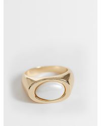 ASOS - Asos design curve eckiger ring mit kunstperle - Lyst