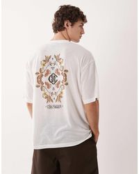 ASOS - Oversized Linen Look T-shirt With Back Floral Graphic - Lyst