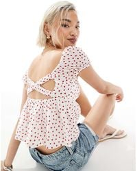 Hollister - Babydoll Puff Sleeve Open Back Top - Lyst