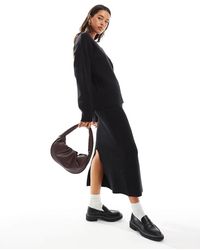 Object - Gebreide Midi Rok Met Structuur Van Co-Ord Set - Lyst