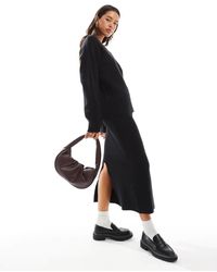 Object - Gebreide Midi Rok Met Structuur Van Co-Ord Set - Lyst