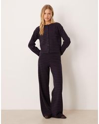 ASOS - Brushed Stripe Wide Leg Co Ord Trousers - Lyst