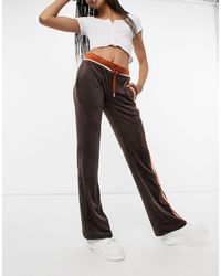 Jaded London 90s Velour Flared Tracksuit Pants Co-ord - Brown