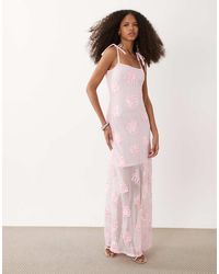 River Island - Embroidered Shell Maxi Dress - Lyst