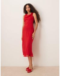 Mango - Cowl Neck Satin Midi Dress - Lyst