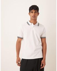 ASOS - Basic Piqué Poloshirt Met Zwarte Bies - Lyst