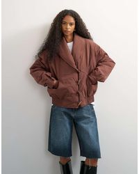 TOPSHOP - Sjaalkraag Hybride Puffer Met Toggle-Detail - Lyst