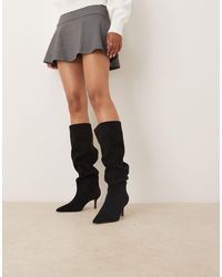 ASOS - – cydney – lässige, kniehohe stiefel zum reinschlüpfen aus wildlederimitat - Lyst