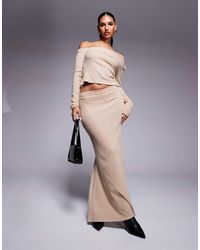 ASOS - Gonna Lunga A Sirena Spazzolata Color Pietra A Coste - Lyst