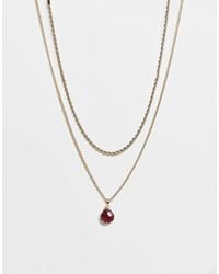 Reclaimed (vintage) - Collier unisexe à 2 rangs avec pendentif fantaisie rouge - Lyst