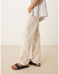 ASOS - Smart Linen Blend High Waist Straight Leg Trousers - Lyst
