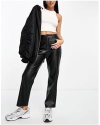 Mango - Cropped Faux Leather Cigarette Trousers - Lyst