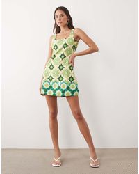 Nobody's Child - Connie Linen Blend Square Neck Sleeveless Mini Dress - Lyst