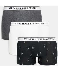Polo Ralph Lauren - 3 Pack White Logo Waistband Plain & All Over Icon Classic Trunks - Lyst