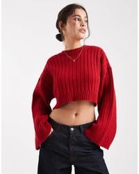 ASOS - – breit gerippter strickpullover mit kurzem schnitt - Lyst