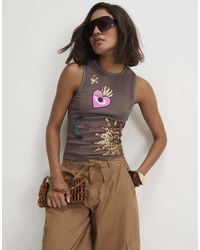 River Island - Cotton Blend Embellished Sun Tank Top - Lyst