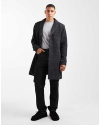 Only & Sons - Geruite Jas Met Wol, Verlaagde Schouders En Lange Pasvorm - Lyst
