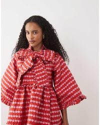 Sister Jane - Clara Cherry Jacquard Oversized Bow Detail Mini Dress - Lyst
