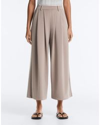 Oysho - Soft-touch Wide-leg Crop Trousers With Modal And Pleats - Lyst