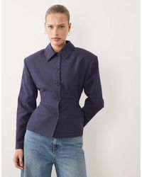 ASOS - Button Through Linen Look Cinch Blazer - Lyst