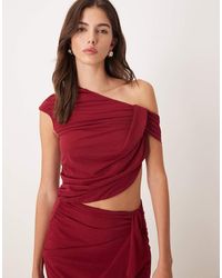 ASOS - Co-ord Semi Sheer Mesh Asymmetric Drape Top - Lyst