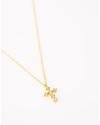 Lovisa - Ketting Van Verguld Sterling Zilver Met Zirkonia Kruis-Hangertje - Lyst