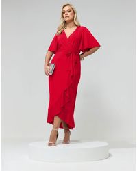 Yours Clothing - Ruffle Hem Wrap Dress - Lyst