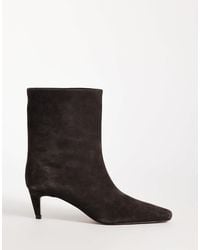Mango - 100% Leather Suede Kitten Heeled Ankle Boot - Lyst
