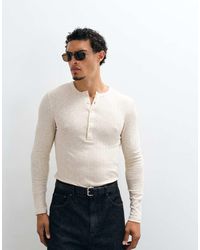 ASOS - Muscle Fit Long Sleeve T-shirt With Henley Neck - Lyst