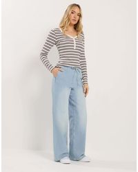 Long Tall Sally - Pull On Wide Leg Jeans - Lyst
