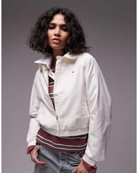 Tommy Hilfiger - Chaqueta Bomber Blanco Hueso De Algodón De - Lyst