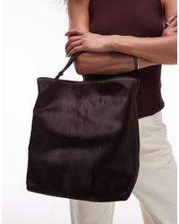 ARKET - Cabas en cuir véritable et daim effet poulain - chocolat - Lyst