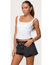 Edikted - Noga Ruffle Woven Button Up Top - Lyst