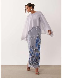ASOS - Maxi Jurk Met Capedetail En Rok Met Versiering - Lyst