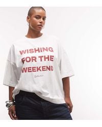 ASOS - Weekend Collective Curve Oversized T-shirt With Wishing For The Weekend Graphic - Lyst