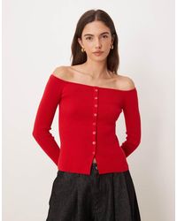 Abercrombie & Fitch - Button Through Off Shoulder Top - Lyst