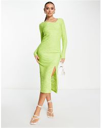 Y.A.S - Vestido midi verde ajustado con acabado texturizado - Lyst