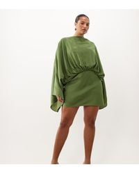 ASOS - Asos Design Curve Cape Sleeve Open Back Mini Dress With Tassels - Lyst