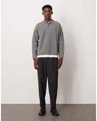 ASOS - Pantalon oversize habillé coupe fuselée à pinces et rayures fines - anthracite - Lyst