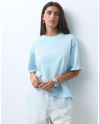 ASOS - Short Sleeve T-Shirt With Lace Hem - Lyst